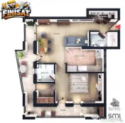 Apartament 2 camere, FINISAT, terasă 19mp, CF, 2 bai, parca