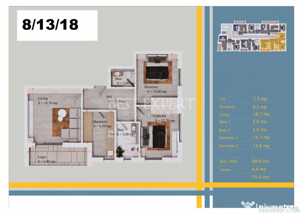 3 Camere Ideal Familie Geam Baie -Finisaje Premium