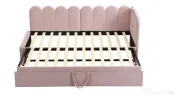 NOU Pat principal tapiterie catifea roz 140x200 cm / pat extensibil 90x190 cm 