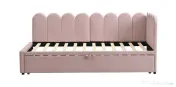NOU Pat principal tapiterie catifea roz 140x200 cm / pat extensibil 90x190 cm 