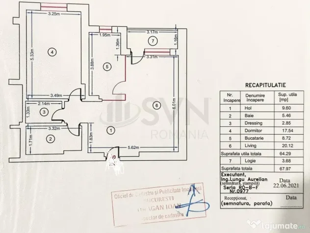 2 camere mobilat 68 mp Roka Residence
