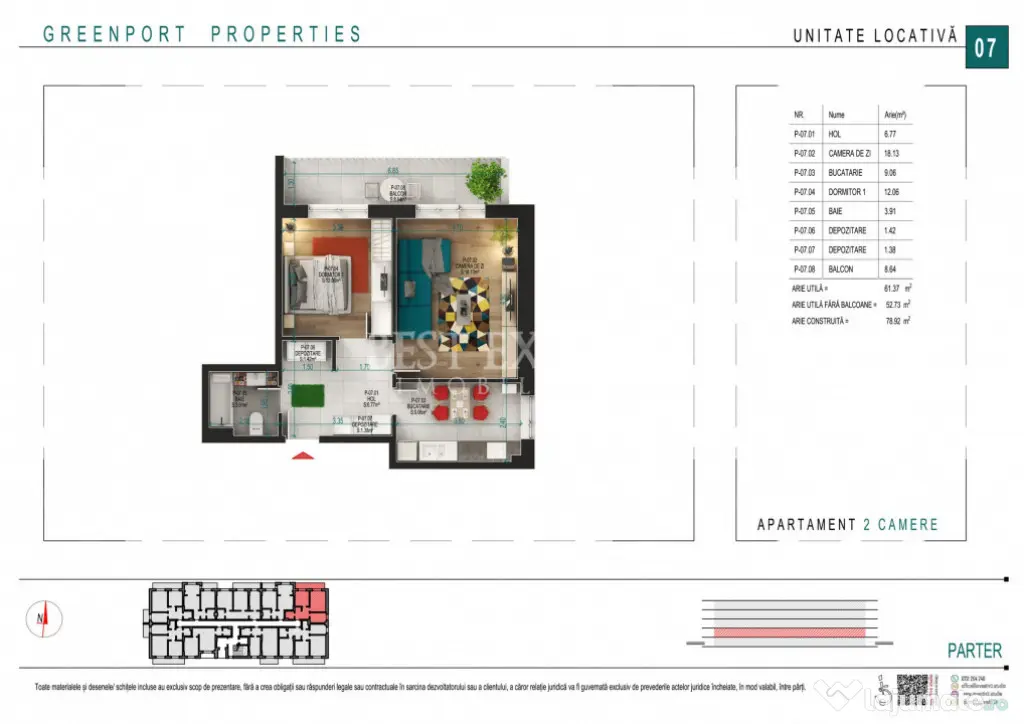 2 Camere Decomandate cu Parcare Bonus Direct Dezvoltator