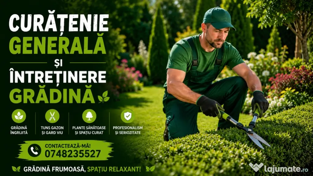 Cosit Iarbă și Întreținere Grădini Debarasări vegetale Si Multe Altele Seriozitate și Calitate