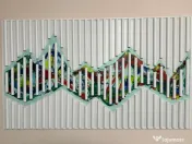 Tablou munte abstract lemn alb 120 cm x 70 cm