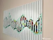 Tablou munte abstract lemn alb 120 cm x 70 cm
