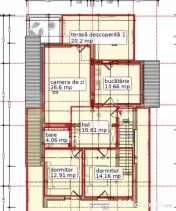 Apartament 3 camere, bucătărie închisă și terasă mare 