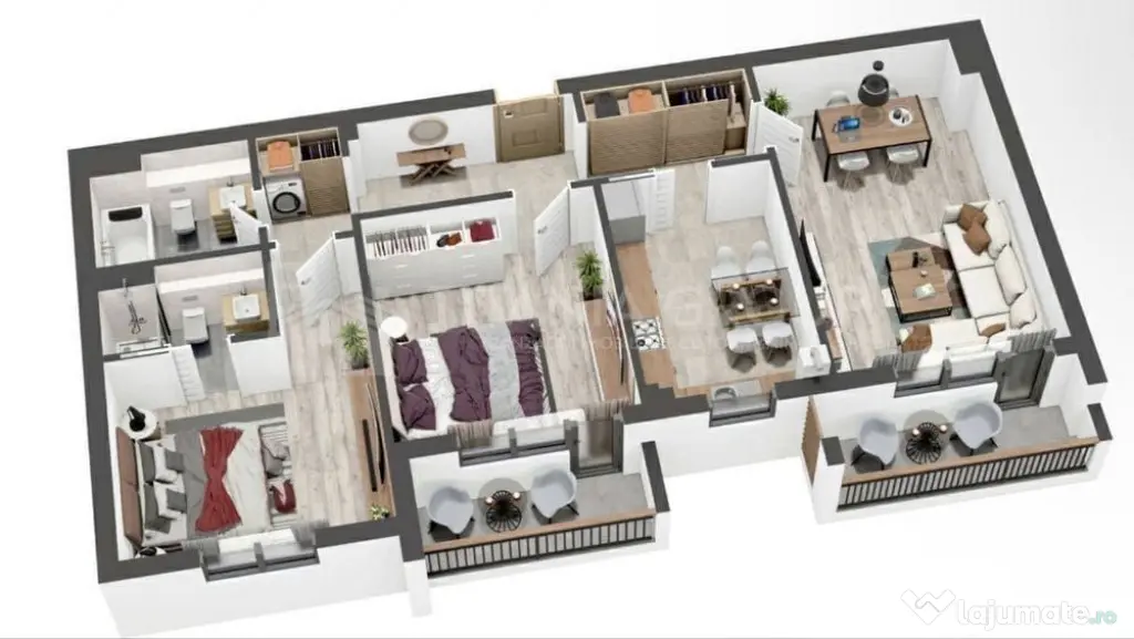 Apartament 3 camere, decomandat, 80 mp utili + 2 terase -...