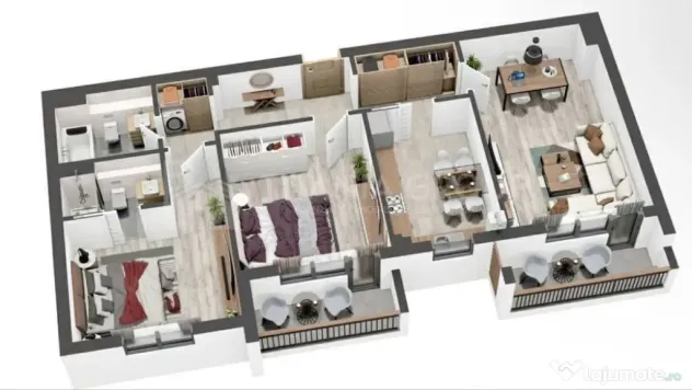 Apartament 3 camere, decomandat, 80 mp utili + 2 terase -...