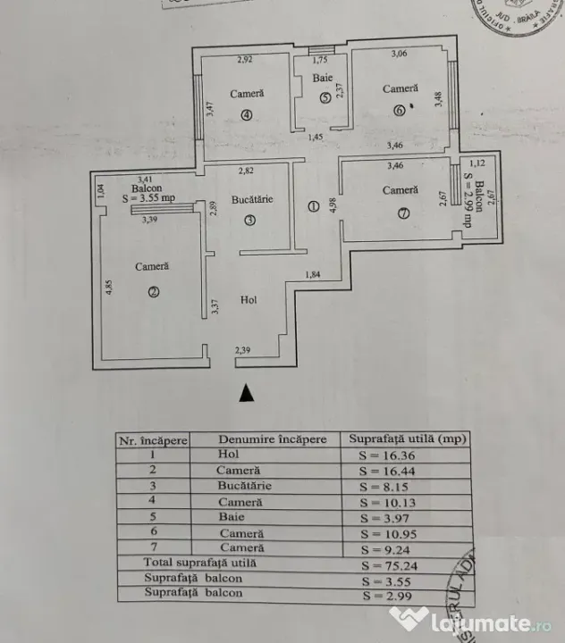 Apartament 4 camere - suprafata 81mp - Vidin. etaj 3.