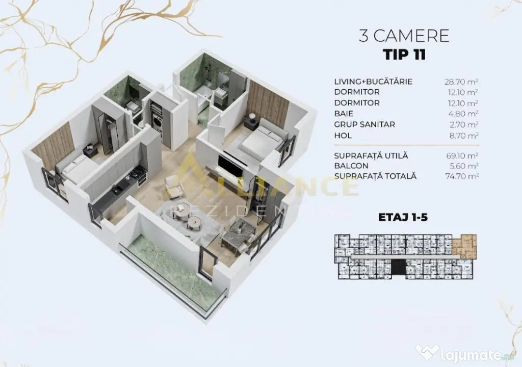 Apartament 3 camere 2 bai - Biruintei || 15 minute Metrou Be