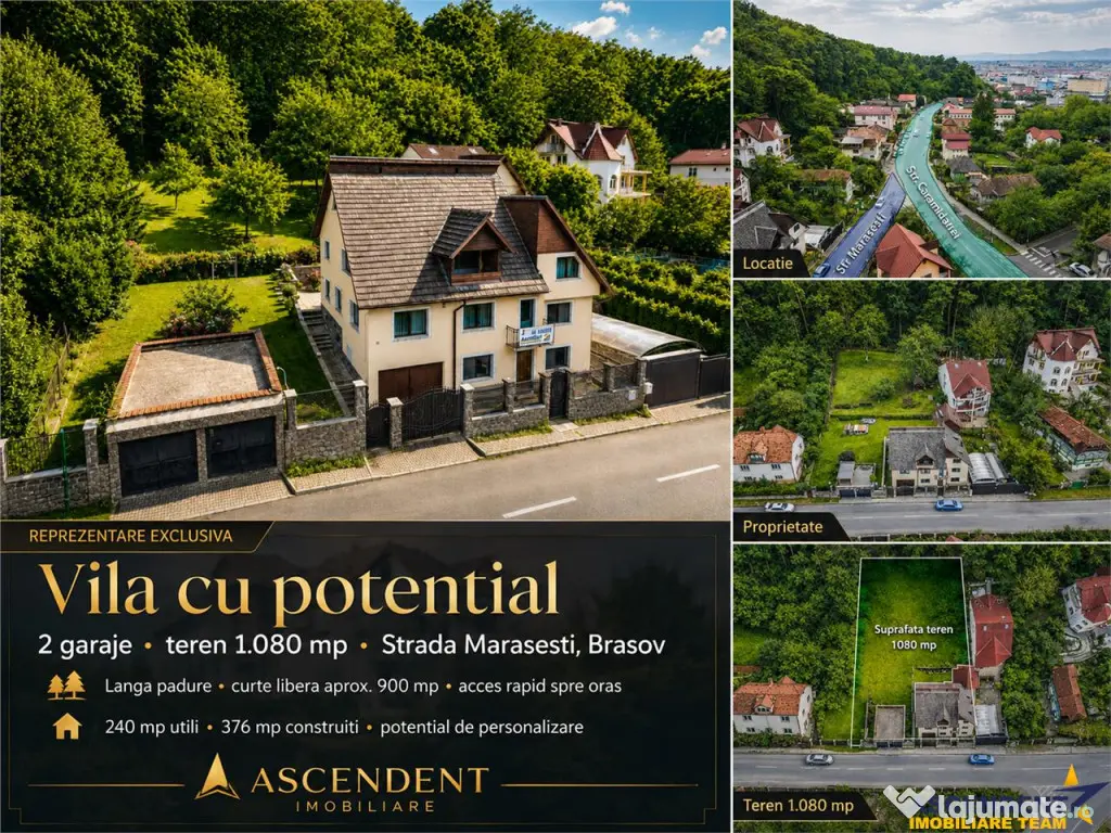 Vila cu potential, 2 garaje, teren 1.080 mp, strada Marasest