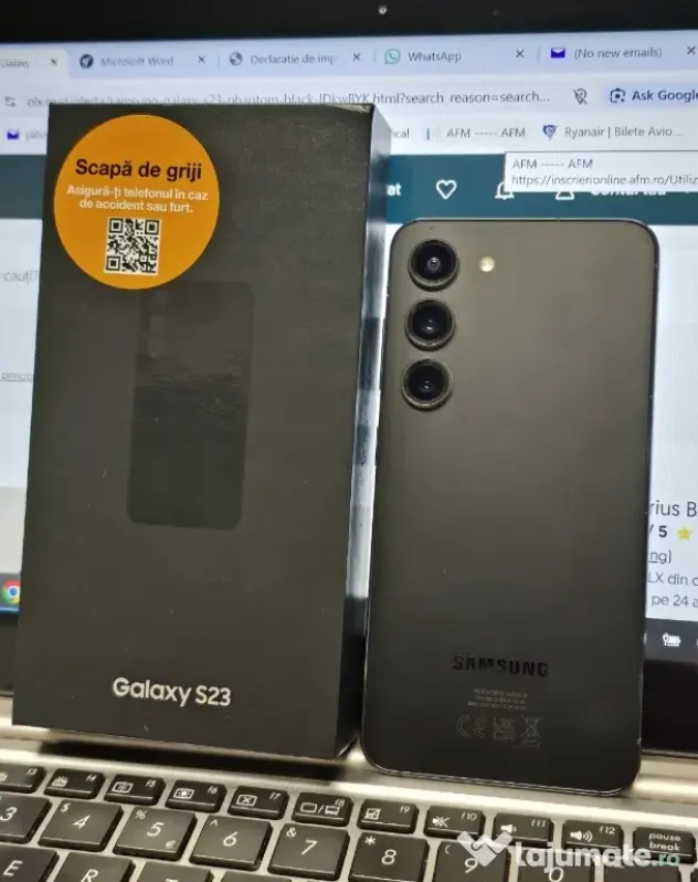 Samsung Galaxy S23, 256 GB, 8G ram, Dual sim, phantom black
