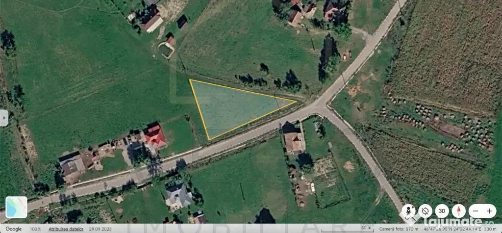 Teren intravilan, 1340 mp, front 62 mp, utilitati, in Mociu