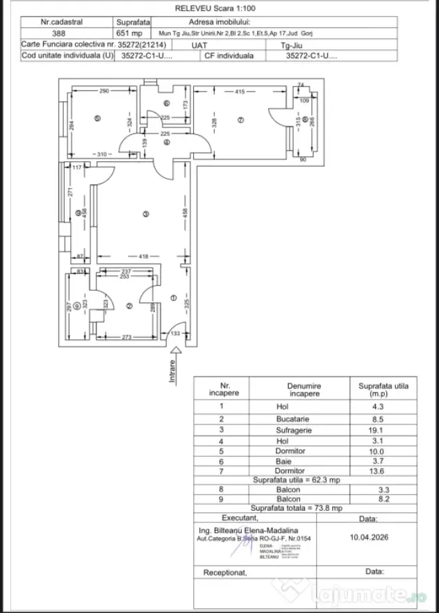 apartament cu 3 camere Unirii Tg jiu