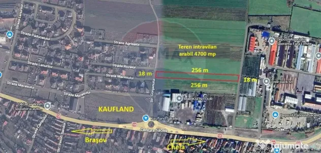 Teren intravilan, 4700 mp, lângă Kaufland Săcele