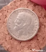 Monedă rară 1 LEU, 1870   Carol I, două portrete istorice, argint, piesă de colecție