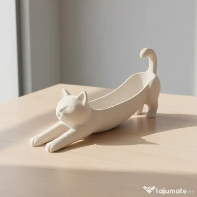 Obiect Decorativ Pisică Stilizată - Mini Ghiveci sau Suport Accesorii