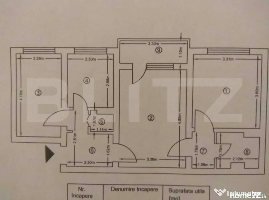 Apartament 3 camere, 58 mp, renovat complet - zona Tatarasi - Iasi (Iasi)