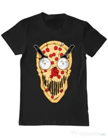 Tricou ADLER barbat Pizza skull Negru