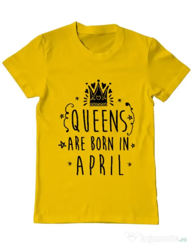 Tricou ADLER barbat Queens are born in April Galben