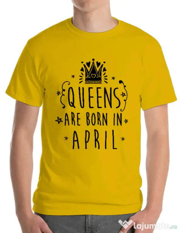 Tricou ADLER barbat Queens are born in April Galben