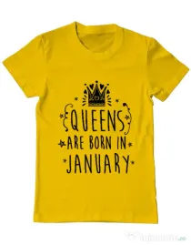 Tricou ADLER barbat Queens are born in January Galben