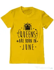 Tricou ADLER barbat Queens are born in June Galben 