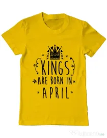 Tricou ADLER barbat Kings are born in April Galben