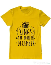 Tricou ADLER barbat Kings are born in December Galben