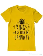 Tricou ADLER barbat Kings are born in January Galben