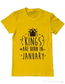 Tricou ADLER barbat Kings are born in January Galben