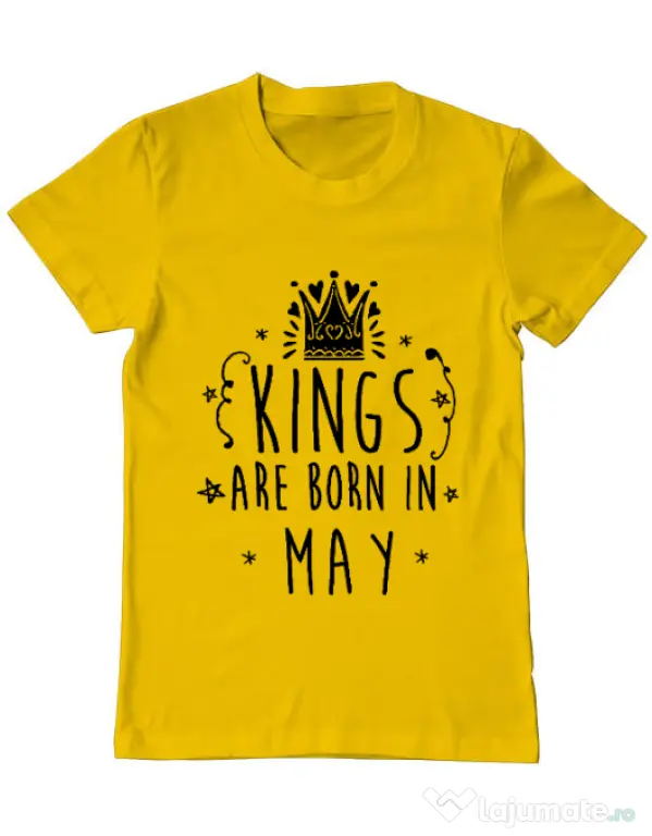 Tricou ADLER barbat Kings are born in May Galben