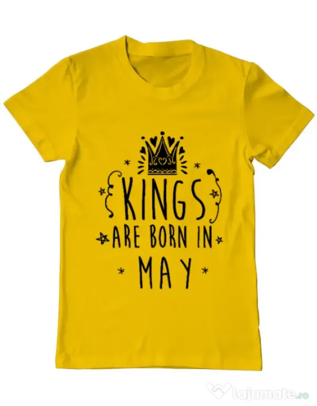 Tricou ADLER barbat Kings are born in May Galben