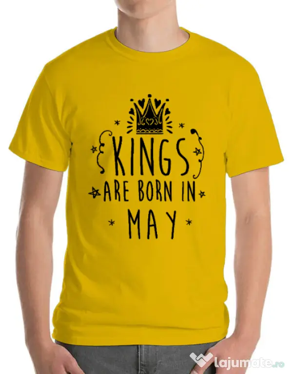 Tricou ADLER barbat Kings are born in May Galben