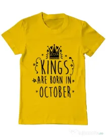 Tricou ADLER barbat Kings are born in October Galben