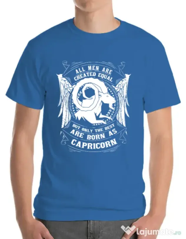 Tricou ADLER barbat The best men are born as Capricorn Albastru azuriu