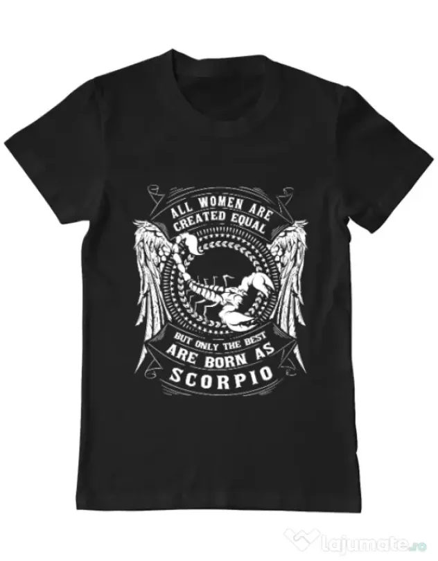 Tricou ADLER barbat The best women are born as Scorpio Negru