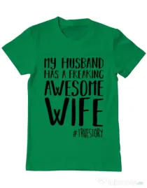 Tricou ADLER barbat Awesome wife Verde mediu