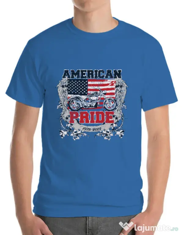 Tricou ADLER barbat American pride Albastru azuriu