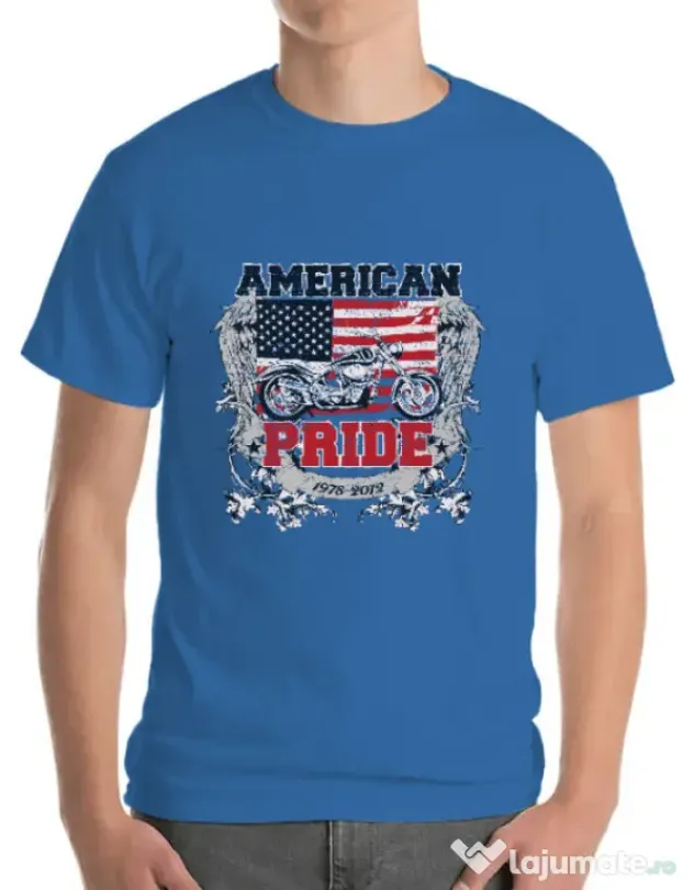 Tricou ADLER barbat American pride Albastru azuriu