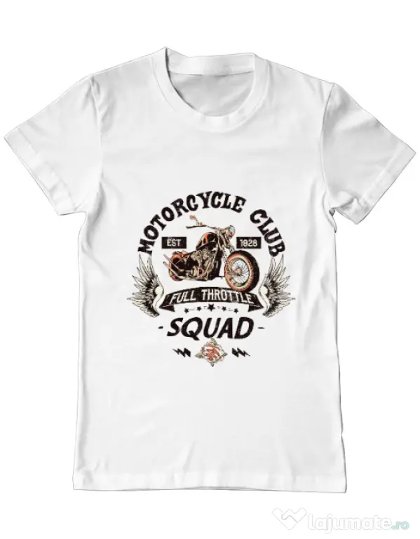 Tricou ADLER barbat Motorcycle club Alb