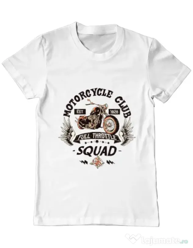 Tricou ADLER barbat Motorcycle club Alb