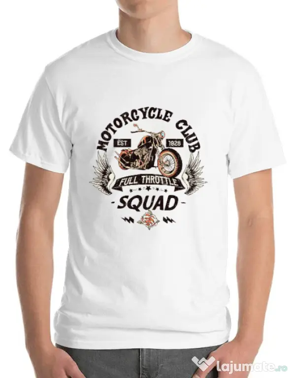 Tricou ADLER barbat Motorcycle club Alb