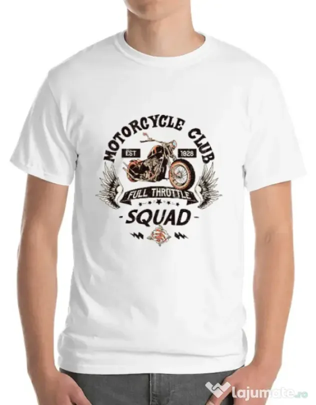 Tricou ADLER barbat Motorcycle club Alb