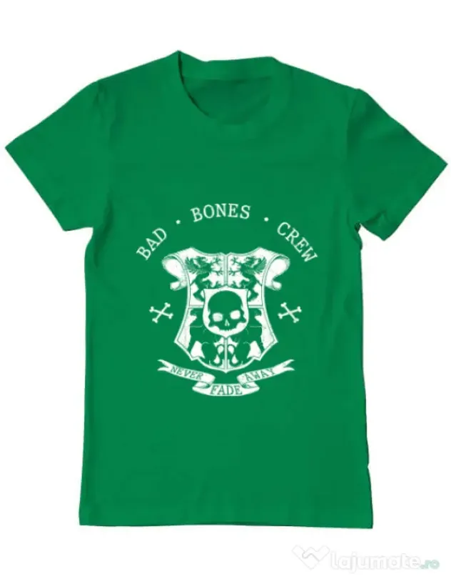 Tricou ADLER barbat Bad bones crew crest Verde mediu