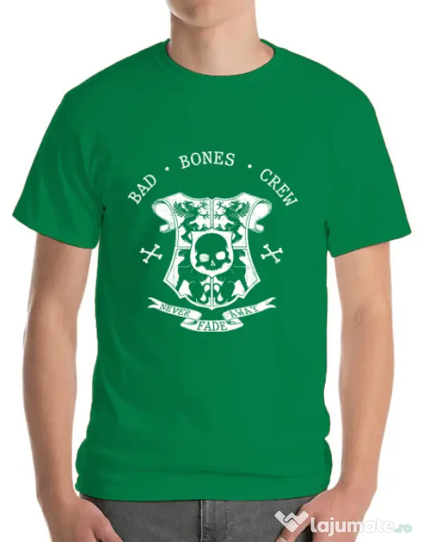 Tricou ADLER barbat Bad bones crew crest Verde mediu