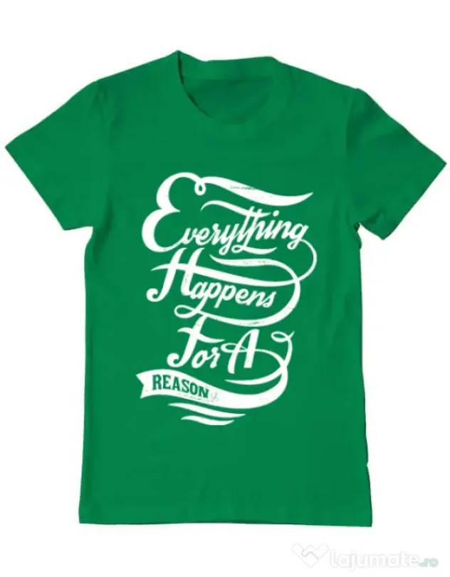 Tricou ADLER barbat Everything happens for a reason Verde mediu