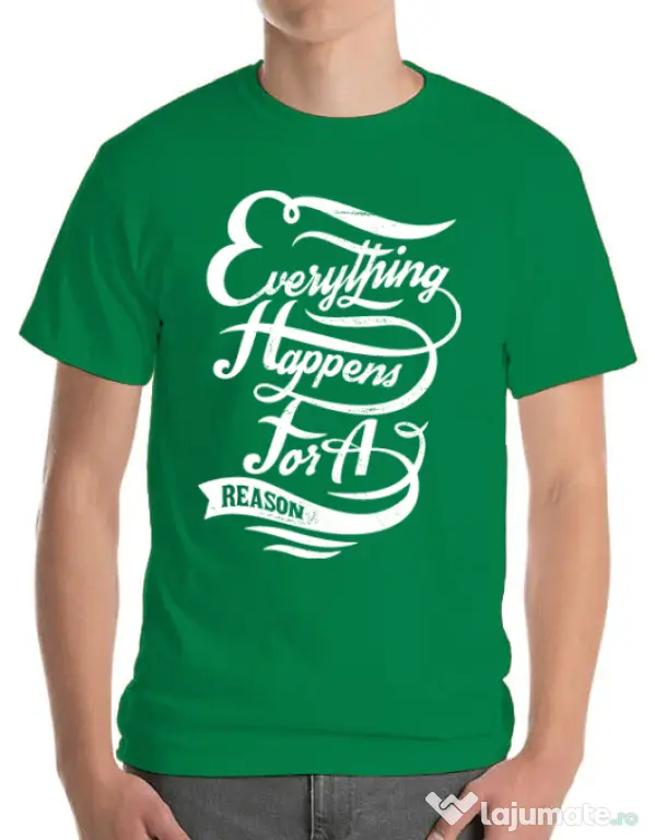 Tricou ADLER barbat Everything happens for a reason Verde mediu