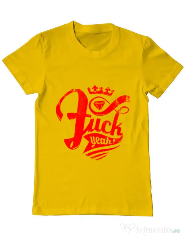 Tricou ADLER barbat Fuck yeah Galben