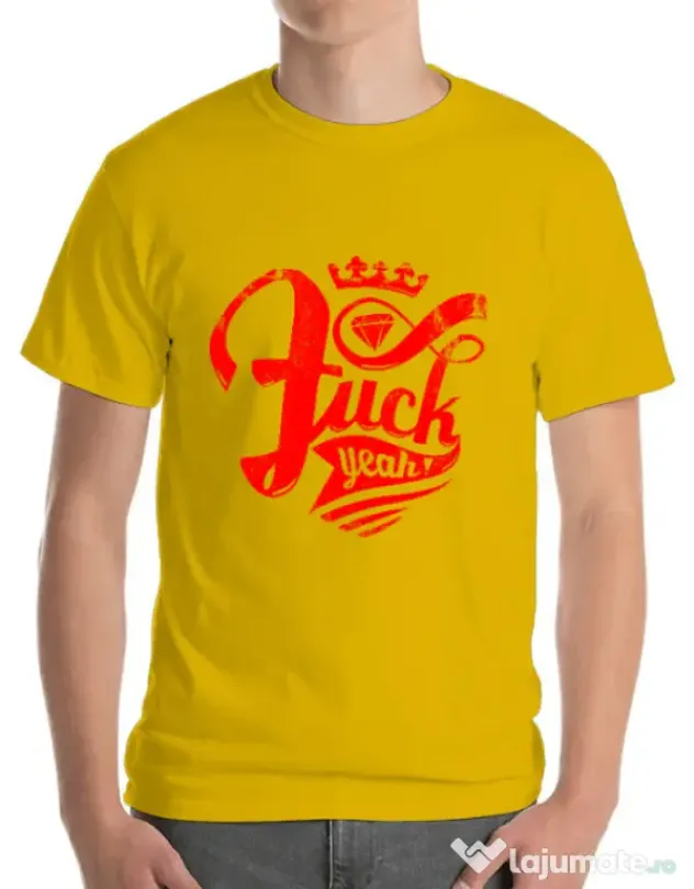 Tricou ADLER barbat Fuck yeah Galben